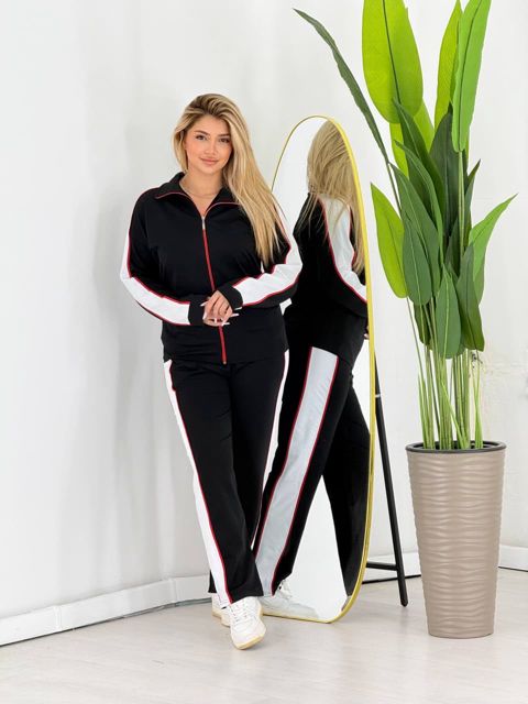 Qadın idman kostyumu No brand, Qara, Ağ, İki iplik, 2XL, Payız-Qış — Bakı