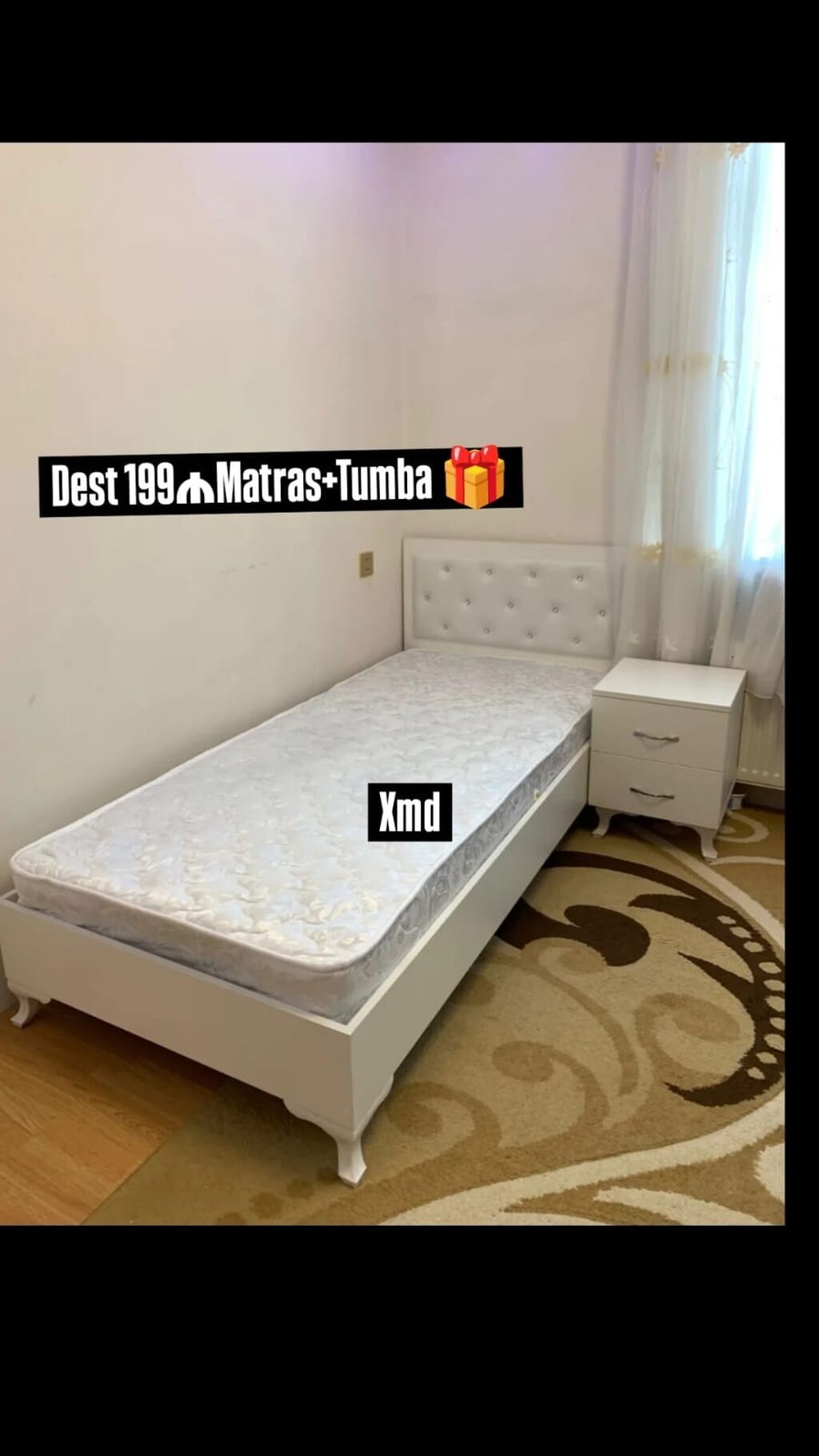 Yataq dəsti – tək nəfərlik - Dəst tərkibi: çarpayı + matras + tumbə — Yataq otağı mobilya dəstləri, Mehdiabad