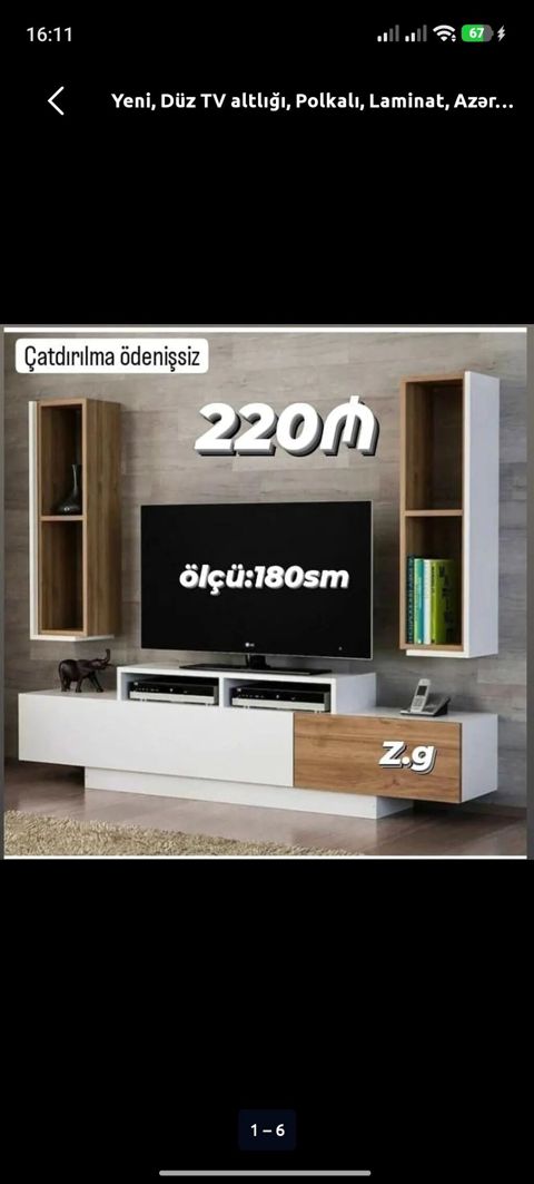 Yeni, Düz TV altlığı, Polkalı, Laminat — Digah