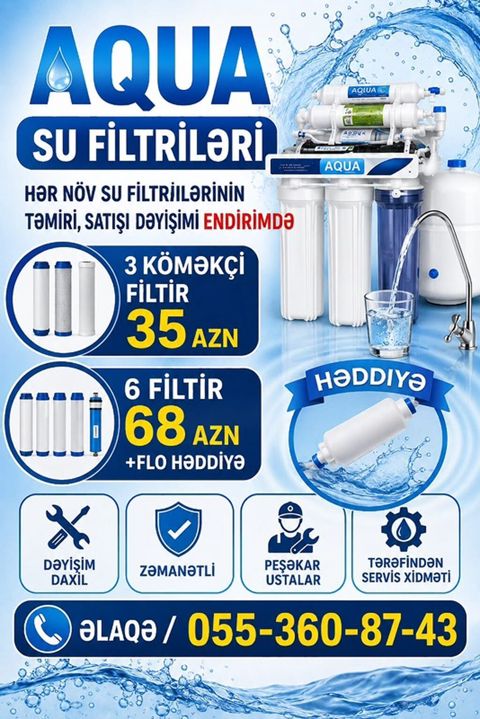 Aqua su filtrləri və servis xidməti - Hər növ su filtrlərinin təmiri — Bakı