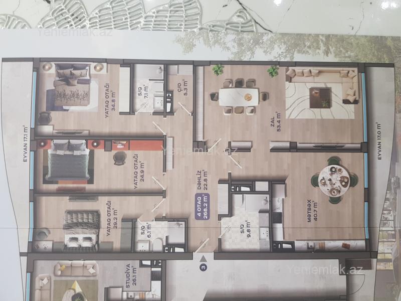 Satılır 4 otaqlı Bina evi menzil (Yeni tikili), 268.2 m², Nərimanov rayonu — Mənzil, Bakı (7)