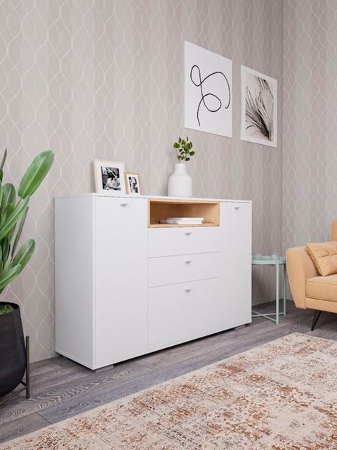 Komod, 100.5x149.2x43 sm, Ldsp, ağ/qəhvəyi — Bakı
