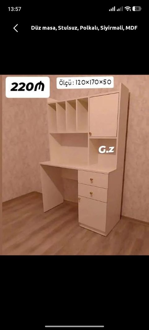 Dördbucaq masa, Stulsuz, Polkalı, Siyirməli, MDF — Digah