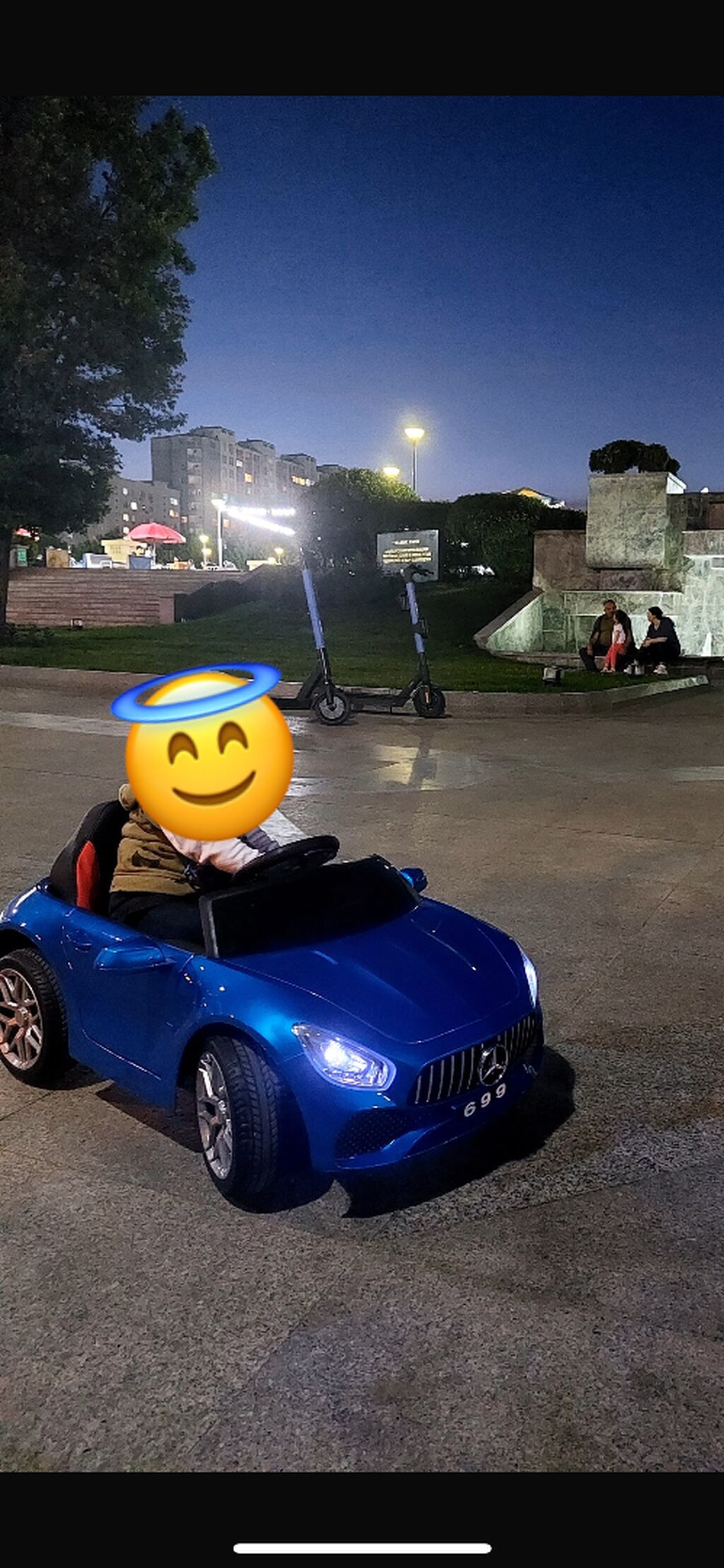 Uşaq üçün elektrikli minik maşını – Mercedes üslubunda, mavi rəng. Az — Uşaq avtomobilləri, Yevlax (2)