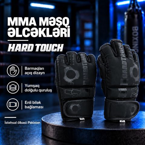 Qarışıq döyüş (MMA) əlcəyi Hard Touch, süni dəri, qara, ölçü L — Bakı