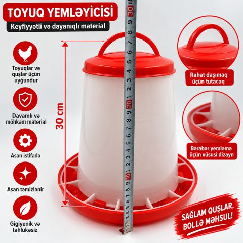 Yem və su təknesi quşlar üçün No brand, Su təknəsi/Yem təknəsi, 4 L, Plastik, Masaüstü/Yerüstü — Bakı