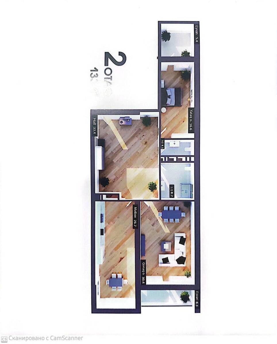 Satılır 2 otaqlı yeni tikili 133.1 m² — Mənzil, Bakı (3)