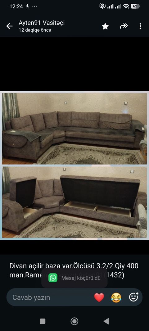 Divan açilir baza var.Ölçüsü 3.2/2.Qiy 400 man.Ramani — Bakı