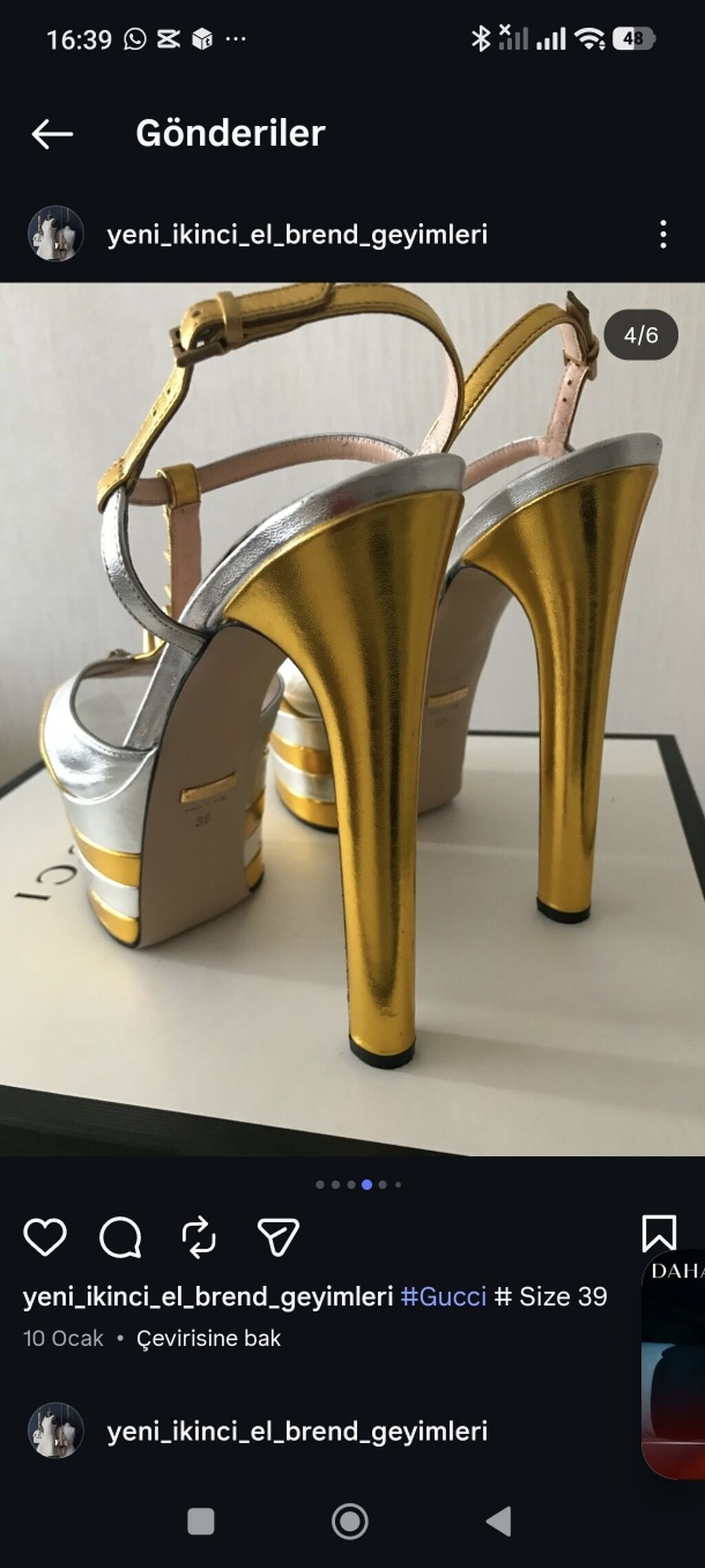 Gucci qadın platforma sandal – ölçü 39 - Model: Açıq burunlu — Sandal, Bakı (3)
