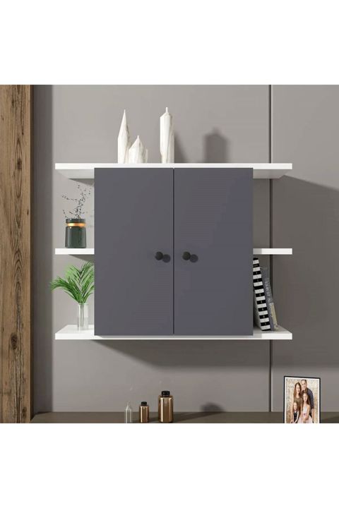 Kitablar üçün şkaf Mera 12115587, Ldsp, boz/ağ, 60x22x48.6 sm — Bakı