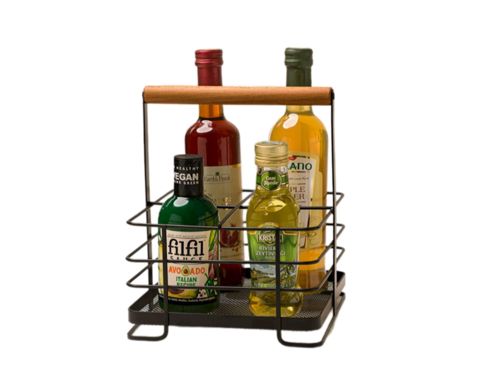 Mətbəx üçün altlıq-orqanayzer Limon Kitchenware, 25.5x21x22.5 sm, metal/taxta, qara — Bakı
