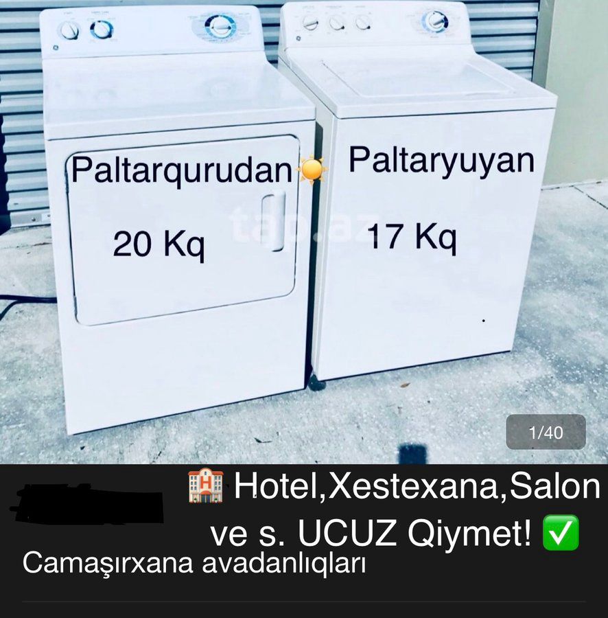 Bakida böyük professional 20 kq paltarqurudan ve yuyucu masinlar — Mallar, Masazır
