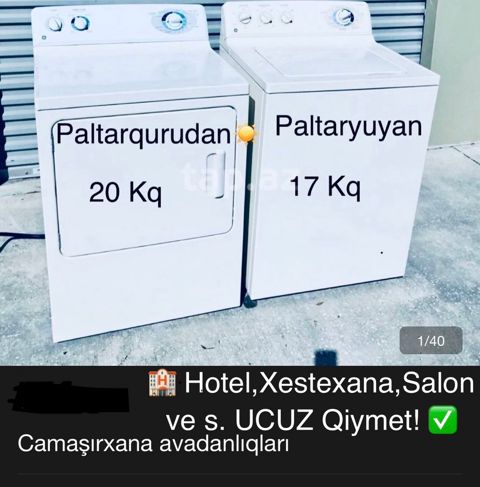 Bakida böyük professional 20 kq paltarqurudan ve yuyucu masinlar — Masazır