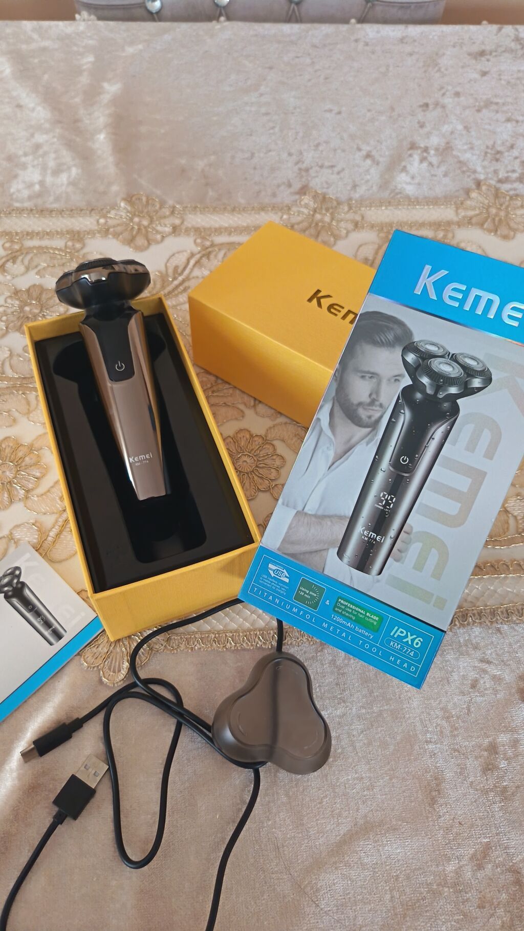 Kemei KM-774 elektrik üz Qırxan. Yenıdı. - 3 fırlanan başlıqlı — Usturalar, trimmerler və epilyatorlar, Digah (2)