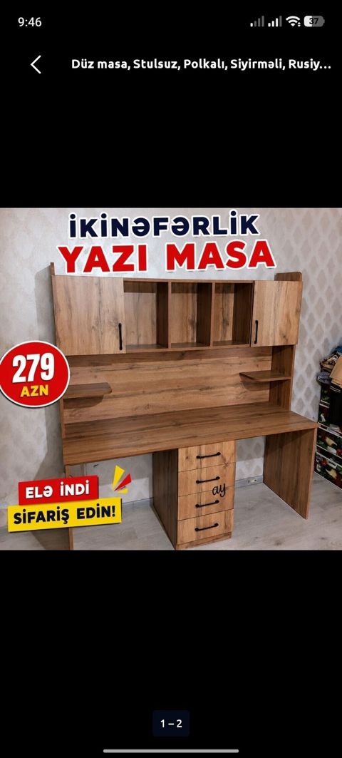 İkinəfərlik yazı masası, iki nəfərin eyni anda rahat istifadə etməsi — Digah