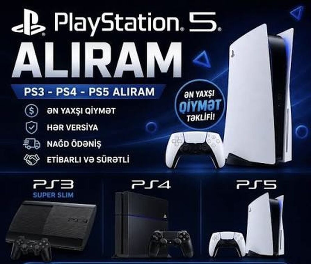 PlayStation konsollarının alışı 070-869-48-48 - PS3, PS4 və PS5 alışı — Oyun konsolları, Qobu