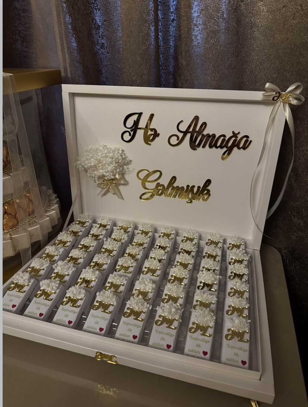 Toy üçün xonça dəsti – “Hə almağa gəlmişik” temalı - Ağ rəngli — Bayram məmulatı, Digah (2)