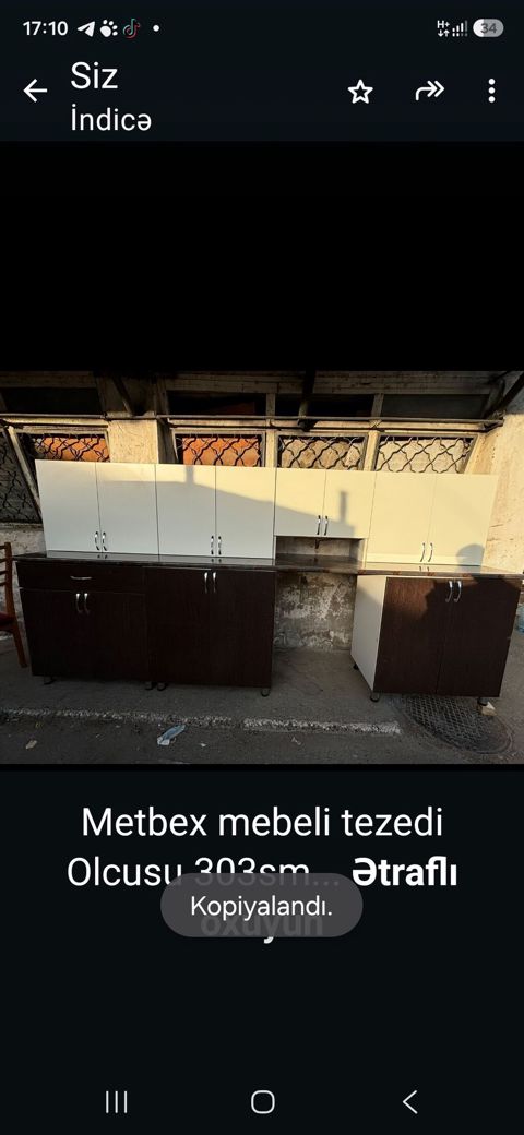 Metbex mebeli tezedi Olcusu 303sm Qiymet 360 manat Unvan sabuncu — Bakı