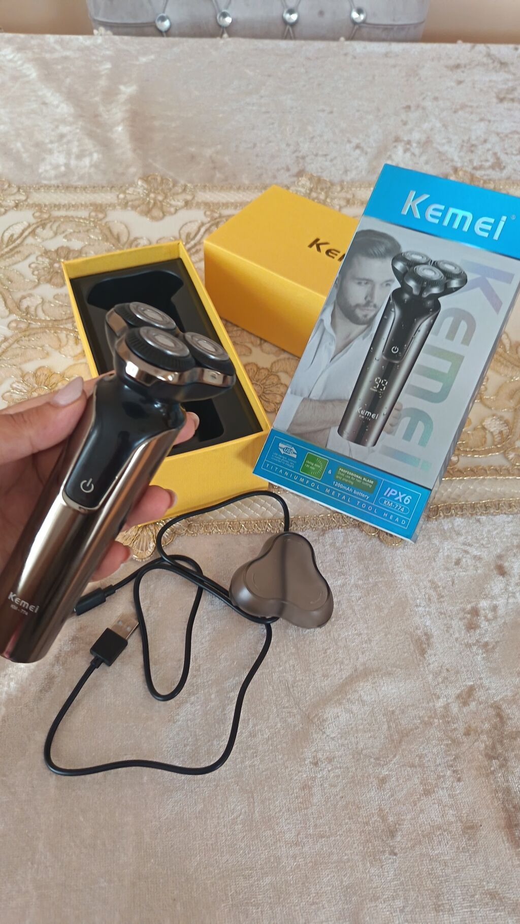 Kemei KM-774 elektrik üz Qırxan. Yenıdı. - 3 fırlanan başlıqlı — Usturalar, trimmerler və epilyatorlar, Digah (5)