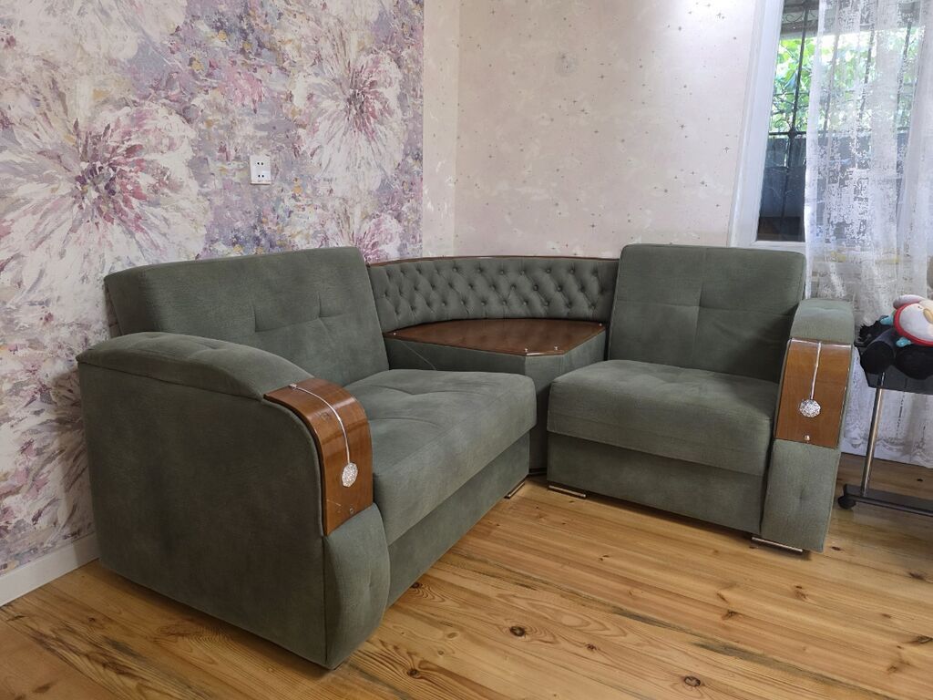 Künc divan dəsti - 3 hissəli L-forma: iki geniş oturacaq modul və — Yumşaq mobilya dəstləri, Bakı