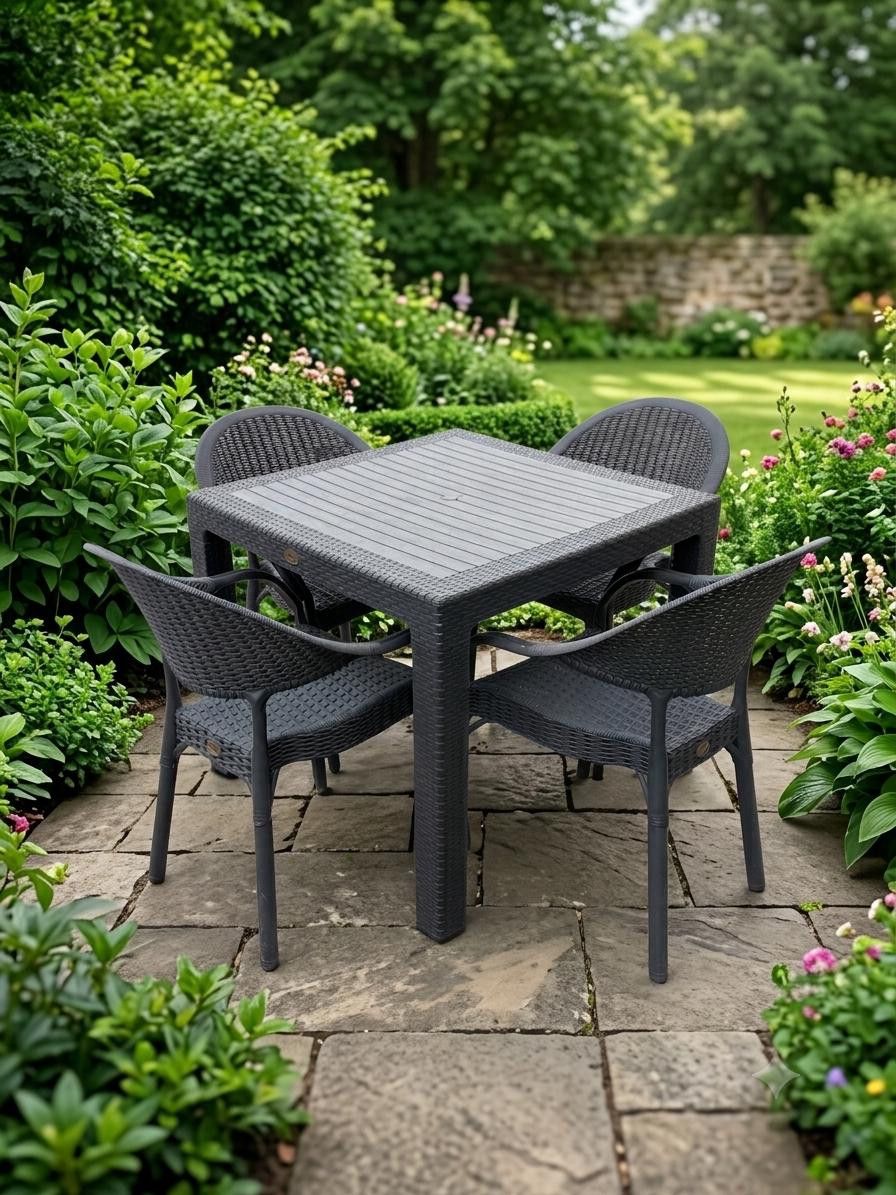 Bağ üçün mebel dəsti Capissi, antrasit, plastik, 90x75 sm — Mallar, Bakı (2)
