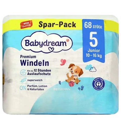 Uşaq bezləri Babydream Premium Jumbo, 5(Junior), 10-16 kq, 68 əd — Bakı