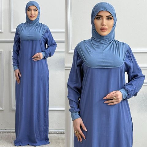 Qadın dini geyimi A-70, mavi, ştapel, ölçü 50 — Bakı