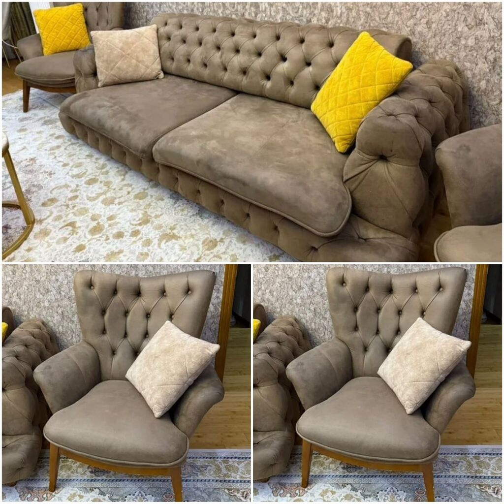 Divan iki kreslo dəsti satılır. Qiymet 850 azn. Ela veziyyetde — Yumşaq mobilya dəstləri, Qobu