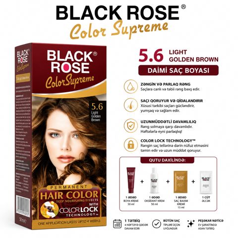 Krem-boya Black Rose Color Supreme 5.6 Light Golden Brown 100 ml — Bakı