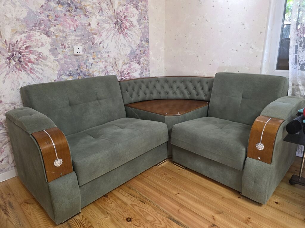Künc divan dəsti - 3 hissəli L-forma: iki geniş oturacaq modul və — Yumşaq mobilya dəstləri, Bakı (2)