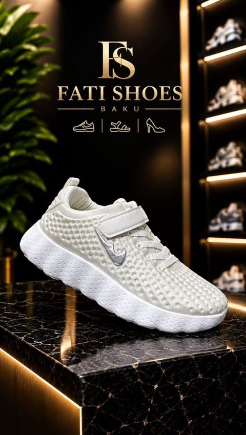 Fatı Shoes Baku – uşaqlar üçün ağ rəngli yüngül idman ayaqqabısı — Bakı