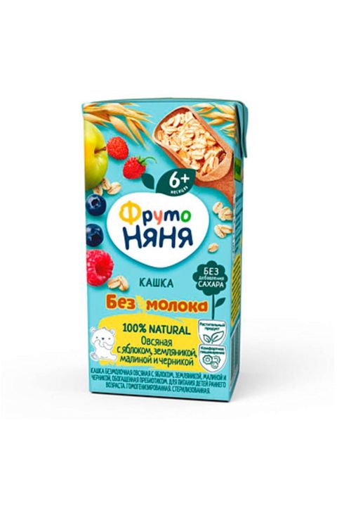 Südsüz yulaf sıyıq ФрутоНяня, alma, çiyələk, moruq və qaragilə ilə, 6+ ay, 0.2 l — Bakı