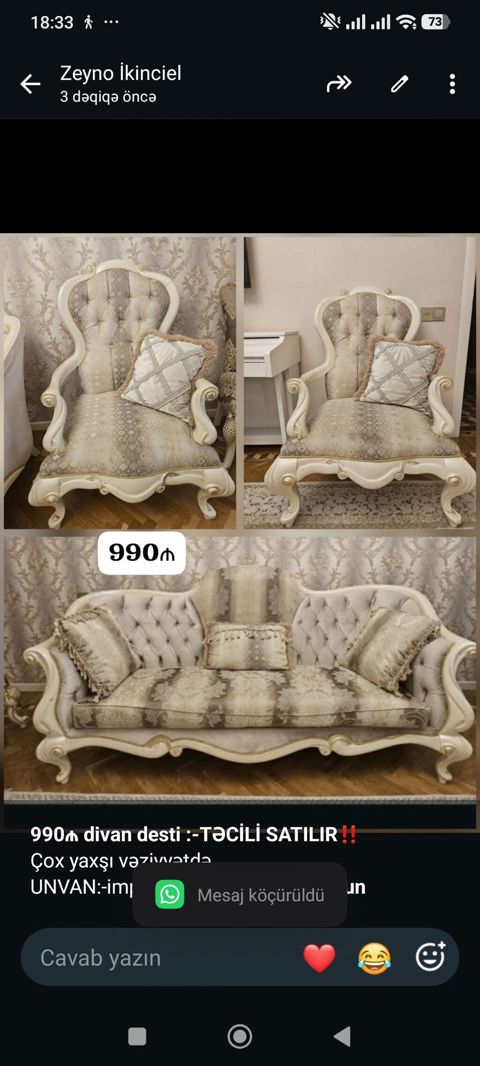 *990₼ divan desti Satılır‼ Çox yaxşı vəziyyətdə — Bakı