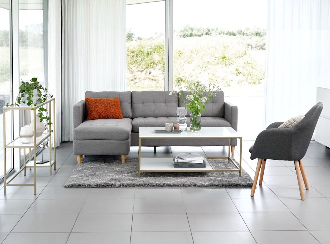 Divan Jysk Falslev, 217x78x81/149 sm, boz — Divanlər, Bakı (3)