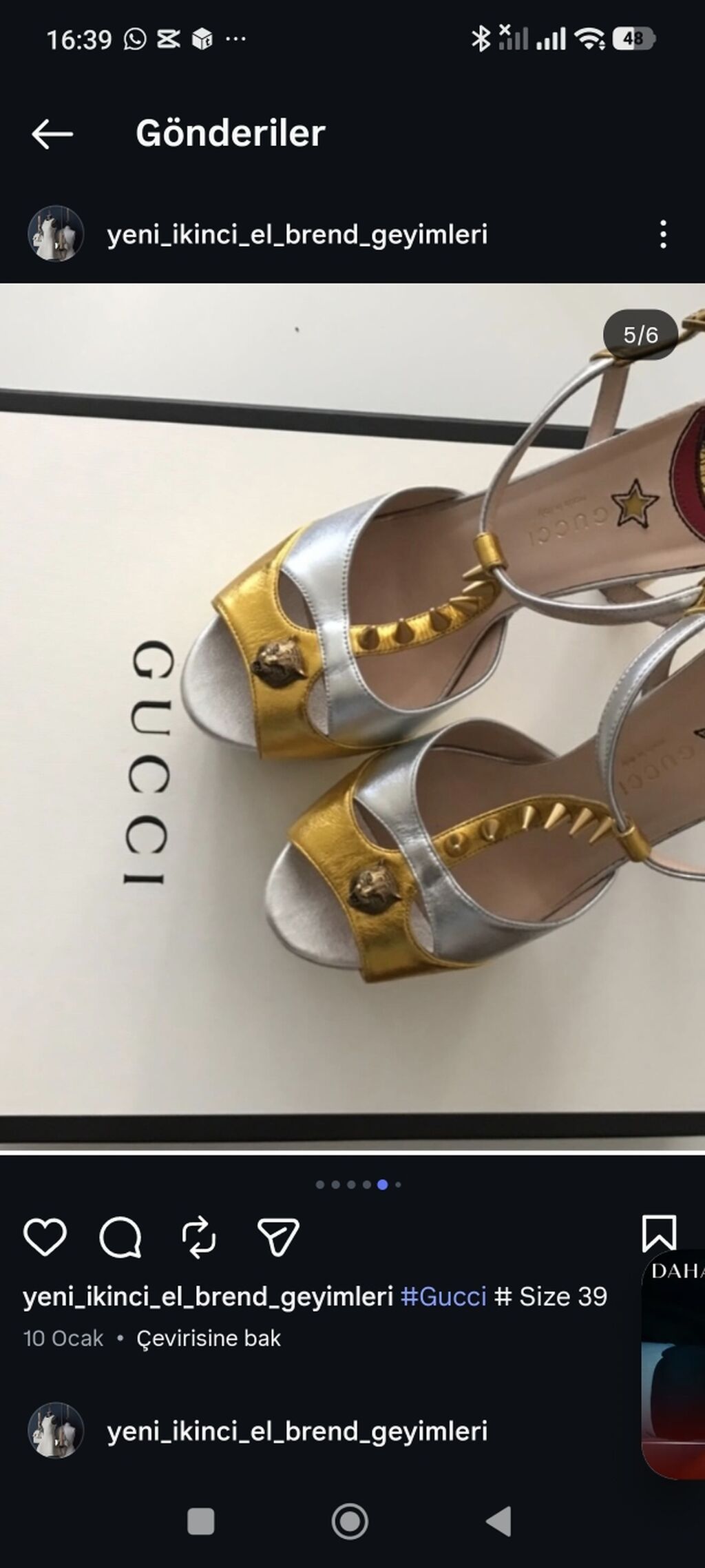 Gucci qadın platforma sandal – ölçü 39 - Model: Açıq burunlu — Sandal, Bakı (4)