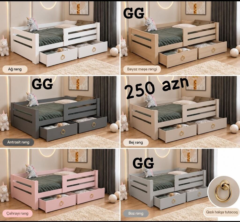 Uşaq çarpayısı – altı çekmecəli model - Ölçü: 90x200 sm (şəkildə — Yataqlar, Mehdiabad