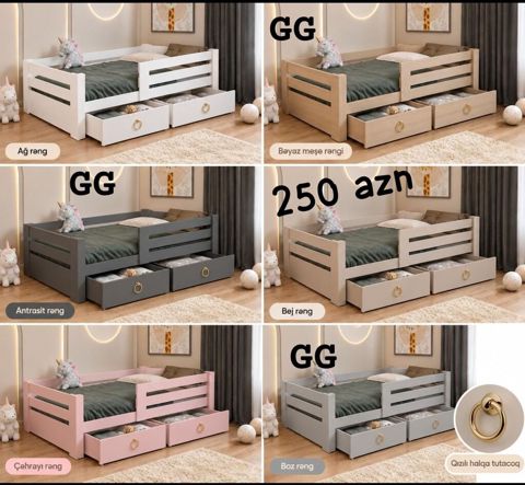 Uşaq çarpayısı – altı çekmecəli model - Ölçü: 90x200 sm (şəkildə — Mehdiabad