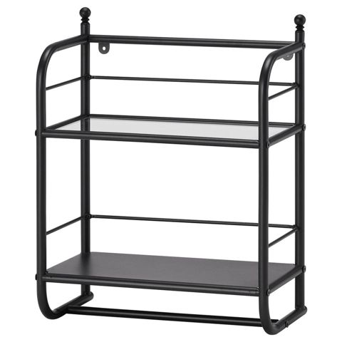 Hamam otağı üçün rəf IKEA Frosjon, polad/şüşə, qara, 21x40x51 sm — Bakı