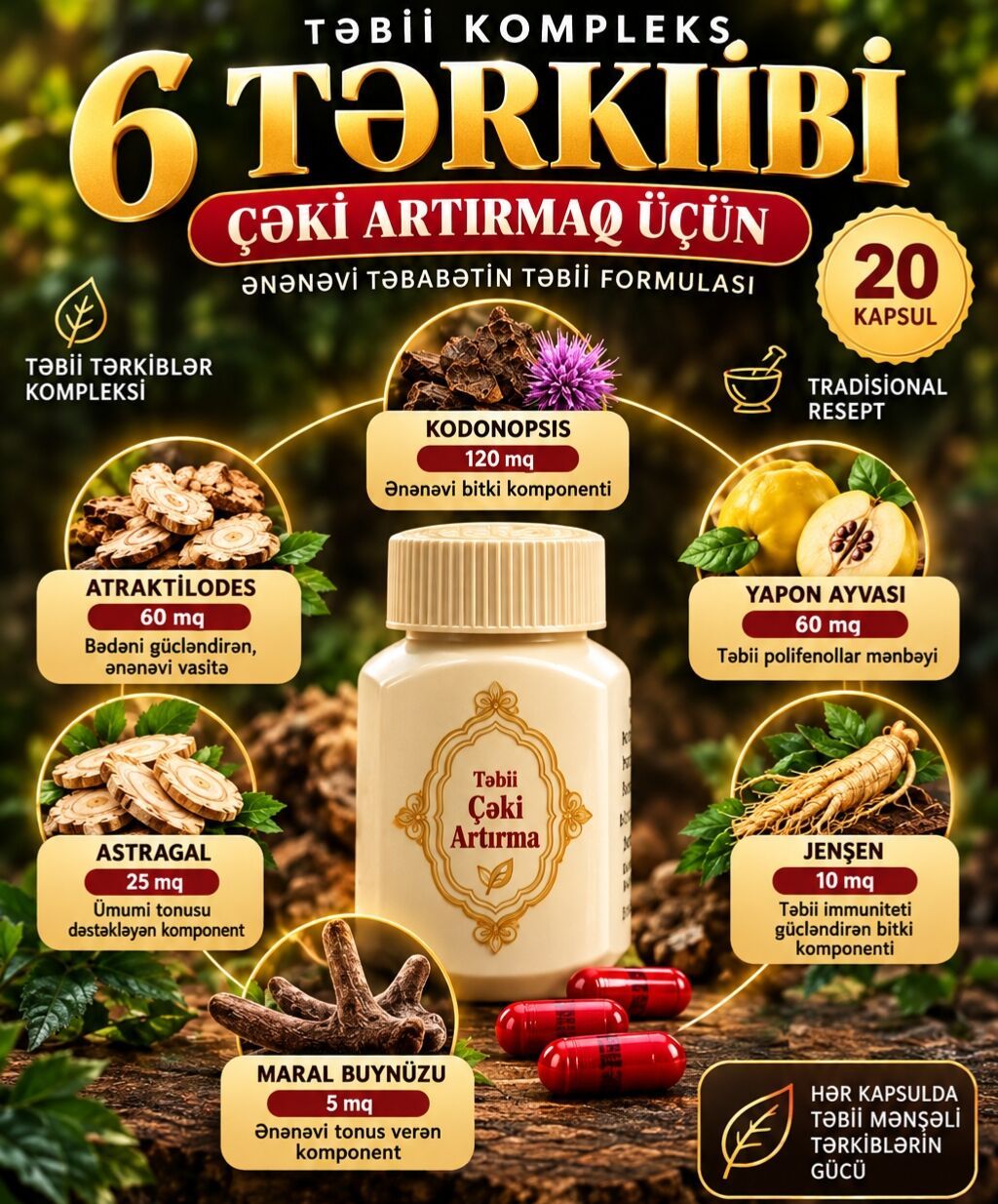 Çəki artırmaq istəyənlər üçün təbii bitki tərkibli kompleks 6 — Vitaminlər və qida əlavələri, Gəncə (2)