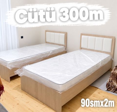 İki ədəd tək nəfərlik çarpayı dəsti - Ölçü: 90 sm x 2 m (hər çarpayı) — Bakı