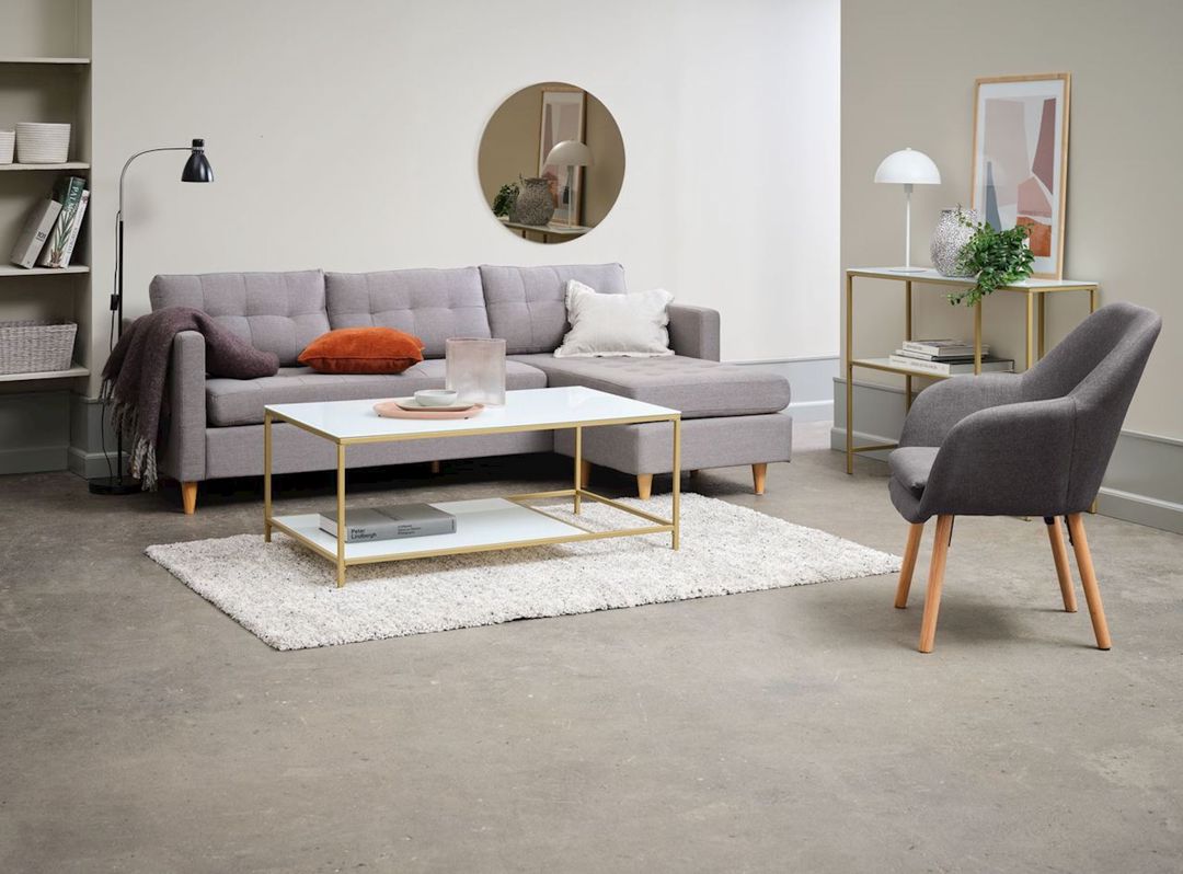 Divan Jysk Falslev, 217x78x81/149 sm, boz — Divanlər, Bakı (2)