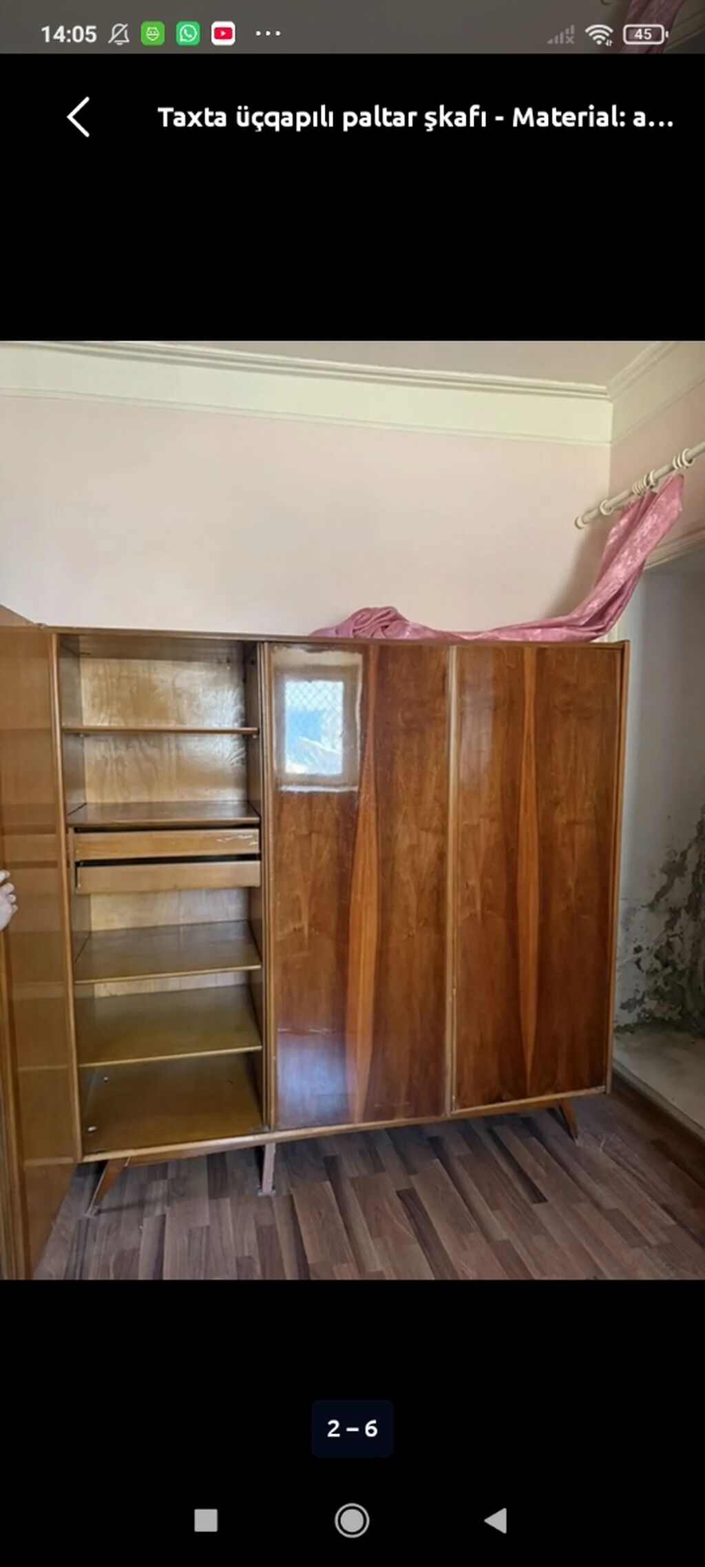 Yeni, 3 qapılı, Siyirməli, Qəhvəyi, Taxta, Açılan, Düz dolab — Şkaflar, Gəncə