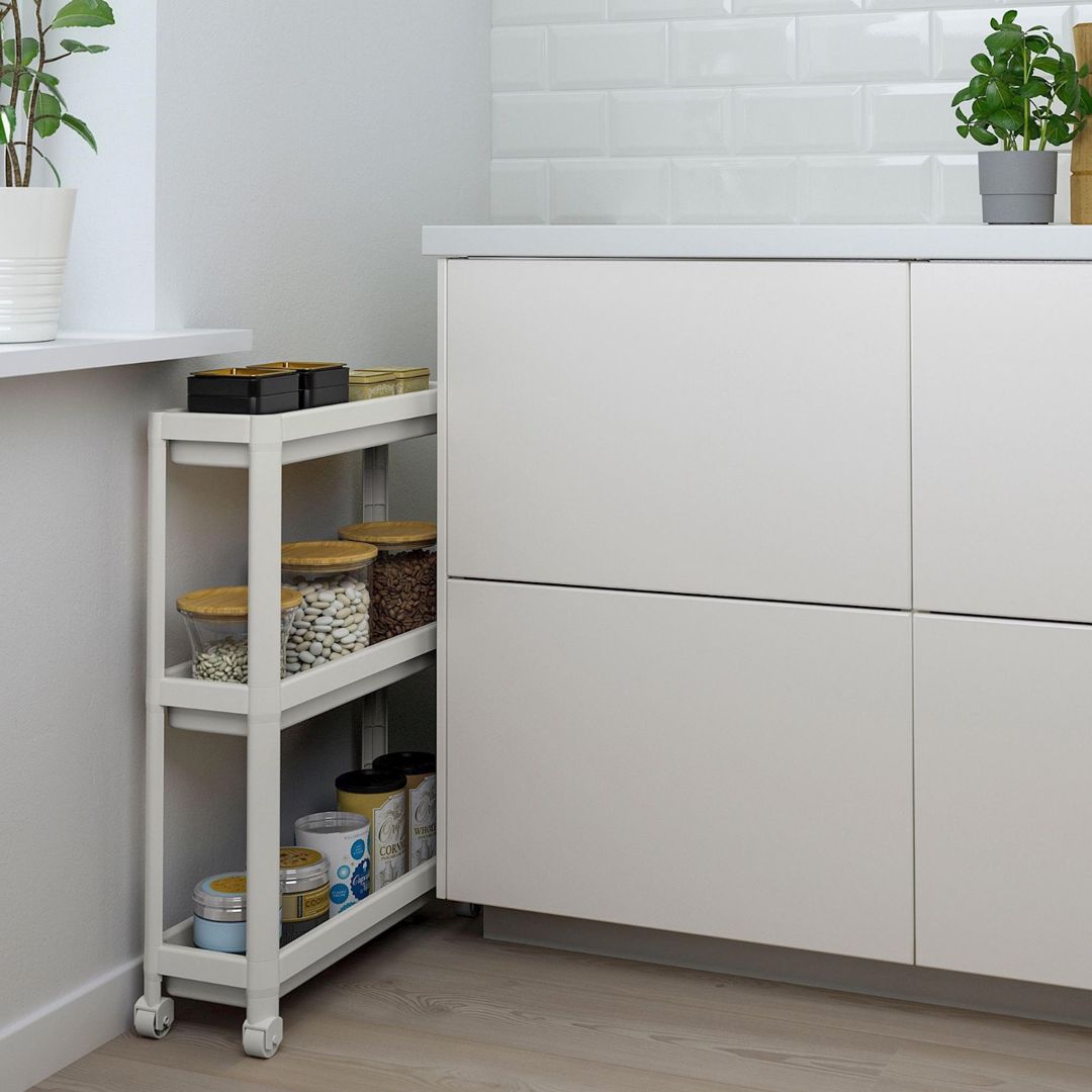 Təkərli rəf IKEA Vesken, ağ, polipropilen, 54x18x71 sm — Mallar, Bakı (2)