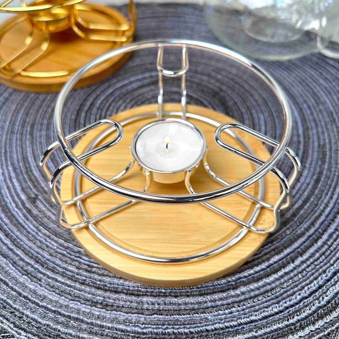 Çaynik üçün altlıq, 17x7 sm, taxta/metal, gümüşü — Mallar, Bakı (2)