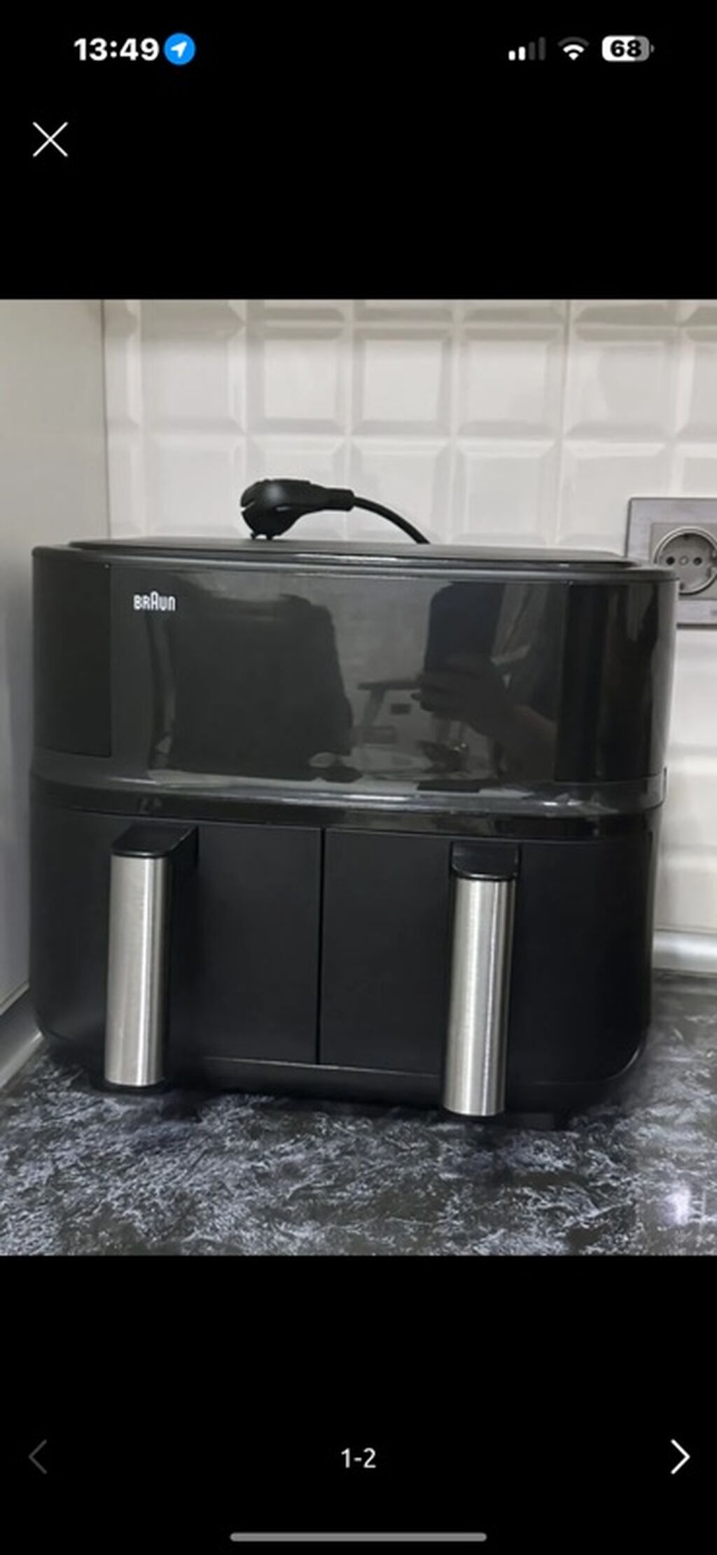Braun markalı iki səbətli hava fritözü (air fryer) - Rəng: qara — Frilyör, Digah