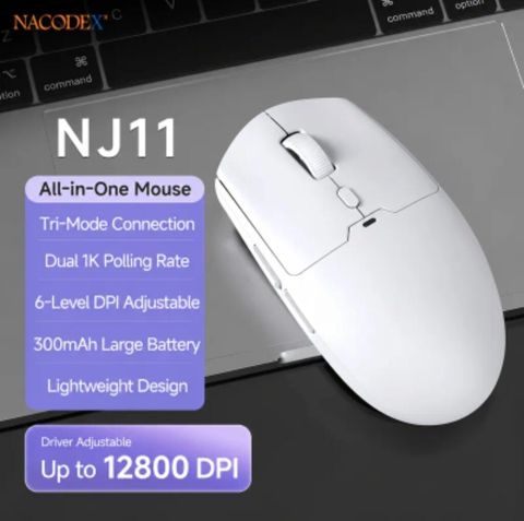 Yeni Nacodex NJ11 Kablosuz Gaming Mouse (Tri-Mode, 12800 DPI, 61g) — Digah