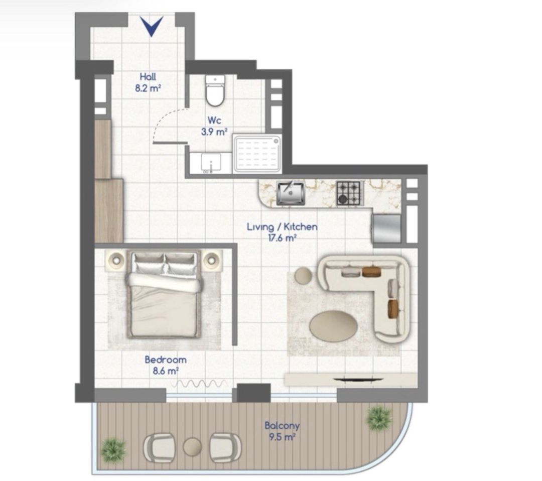 Satılır 2 otaqlı yeni tikili 58 m² — Mənzil, Bakı (5)
