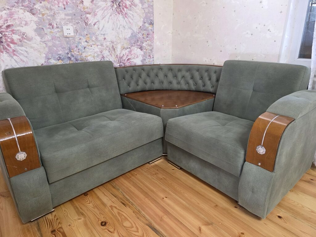 Künc divan dəsti - 3 hissəli L-forma: iki geniş oturacaq modul və — Yumşaq mobilya dəstləri, Bakı (3)