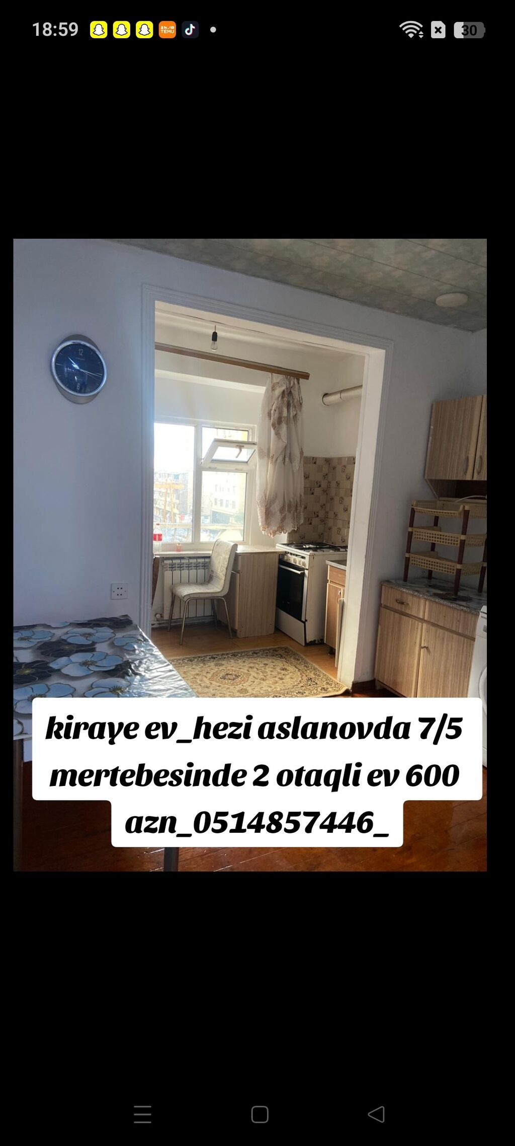 Kiraye ev_hezi aslanovda 7/5 mertebesinde 2 otaqli ev 600 — Mənzil, Bakı