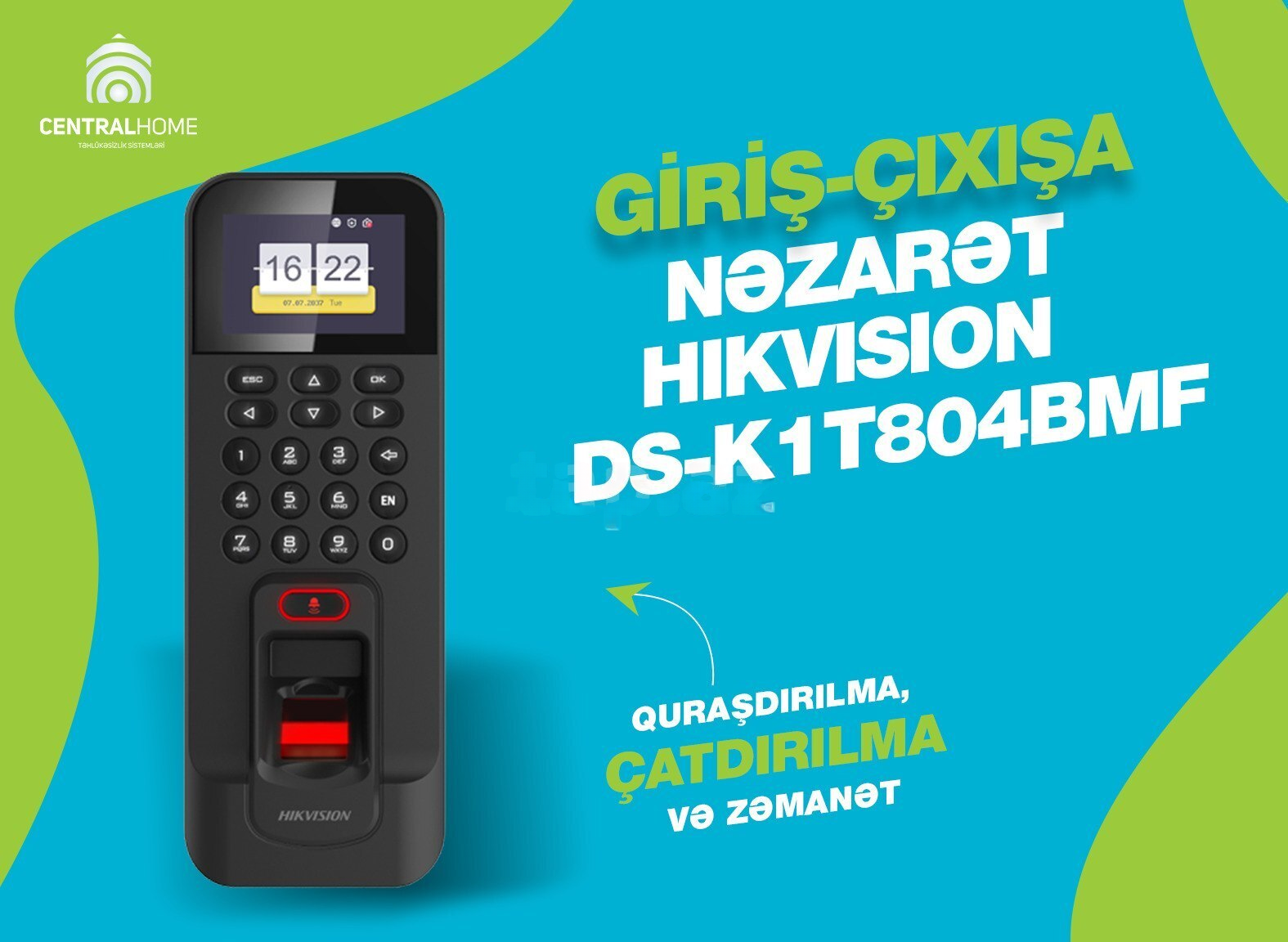 Girişə nəzarət terminalı Hikvision DS-K1T804BMF — Bakı